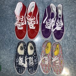 VANS 4 Pair Pack Authentic, Sk8-Hi, Tapered, Beatles Men Size 8/Women 9.5 Unisex.RARE