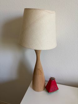 IKEA “LANS” Natural Curved Wood Boho-Scandinavian Electric Table Lamp