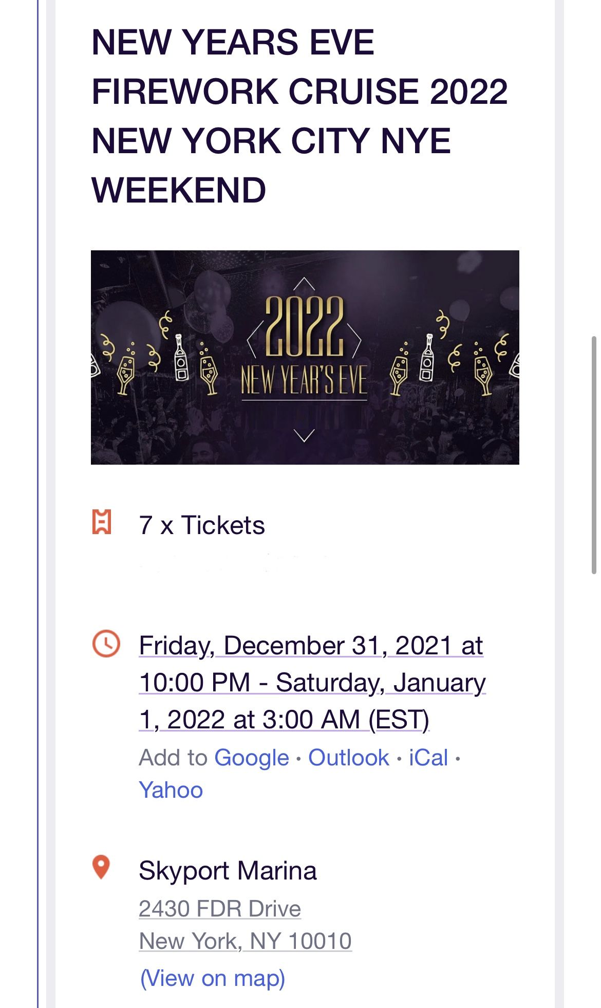 New Years Yacht Party Tickets