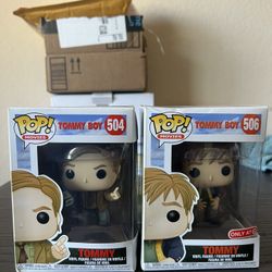 2 VAULTED EXCLUSIVE Tommy Boy Funko Pops #504 #506 Chris Farley Little Coat