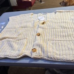 Naggoo Woman’s XXL Crop Top Crochet Sweater Vest