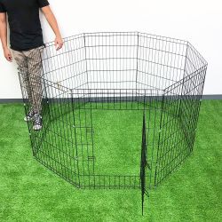 New in box $49 Foldable 36” Tall x 24” Wide x 8-Panel Pet Playpen Dog Crate Metal Fence Exercise Cage