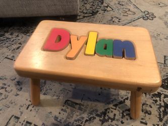 “ Dylan “ Wooden Hand-Crafted Letter Puzzle / Stool from “One Step Ahead”
