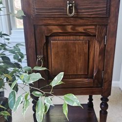 Antique French Oak Marble-Top Side Table / Nightstand/ Entryway Accent (c.1920s)