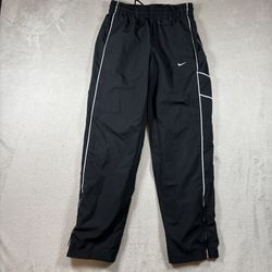 Y2K Nike Track Pants Mens Small Black Baggy Windbreaker Nylon Baggy #1386