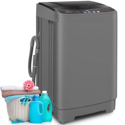 Veeboto Washing Machine, 15.6 lb Portable Washer with LED Display, 10 Programs & 8 Water Levels, Tub and Spin-Dry Combo with Child Lock with Delayed S