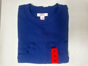 ESPRIT MEDIUM Crewneck Sweatshirt BLUE Retro Logo NWT Costco