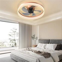 “New”Low Profile Ceiling Fan W/remote ,6 Speeds,Dimmable Light