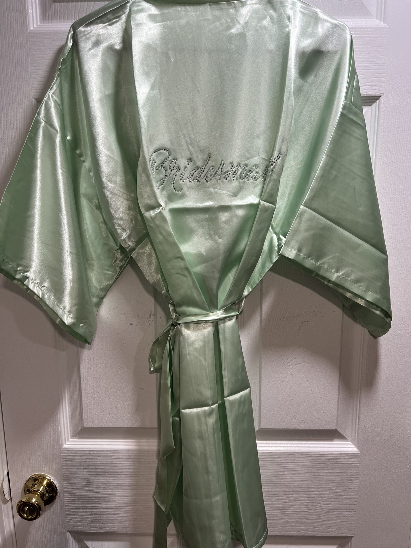 Bride Bridesmaid Robe Green Satin