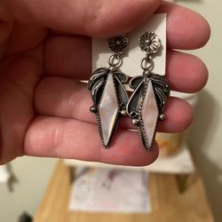 Sterling Pink Opal Earrings
