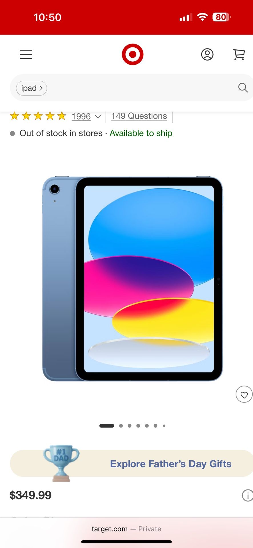 10 Generation Blue iPad