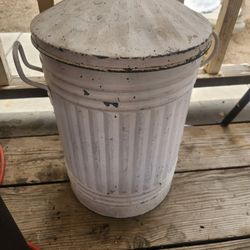 Small Metal Trash Can Vintage 