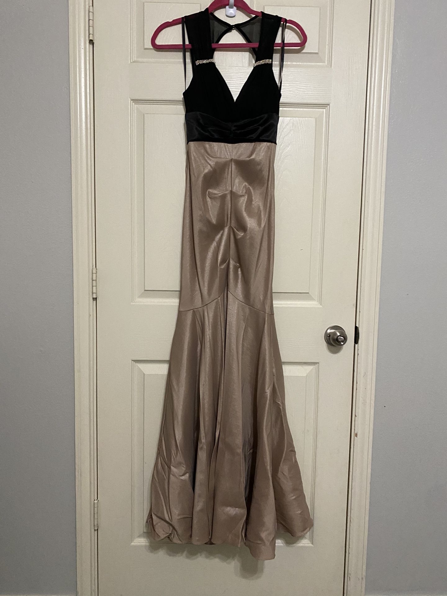 Champagne And Black Mermaid Dress