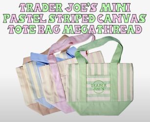 TRADER JOE'S MINI PASTEL STRIPED CANVAS TOTE BAG MEGATHREAD