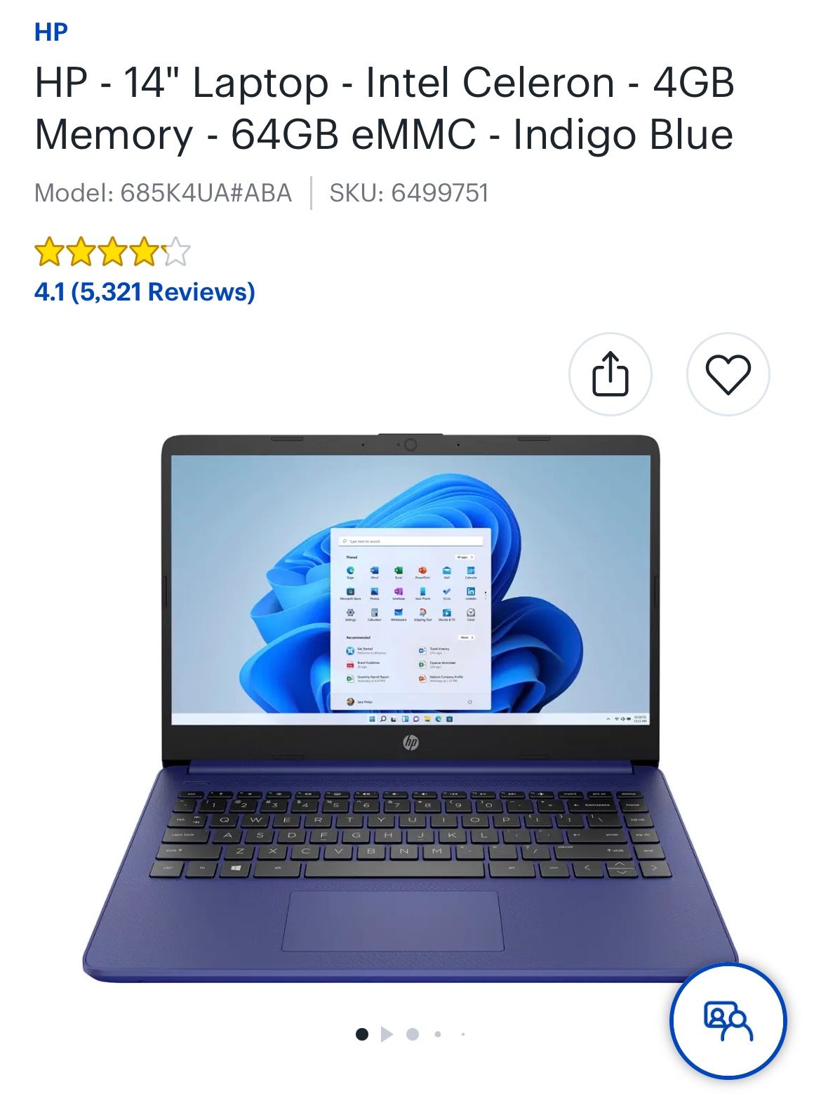 HP 14 Inch Laptop Indigo Blue Excellent Used Condition