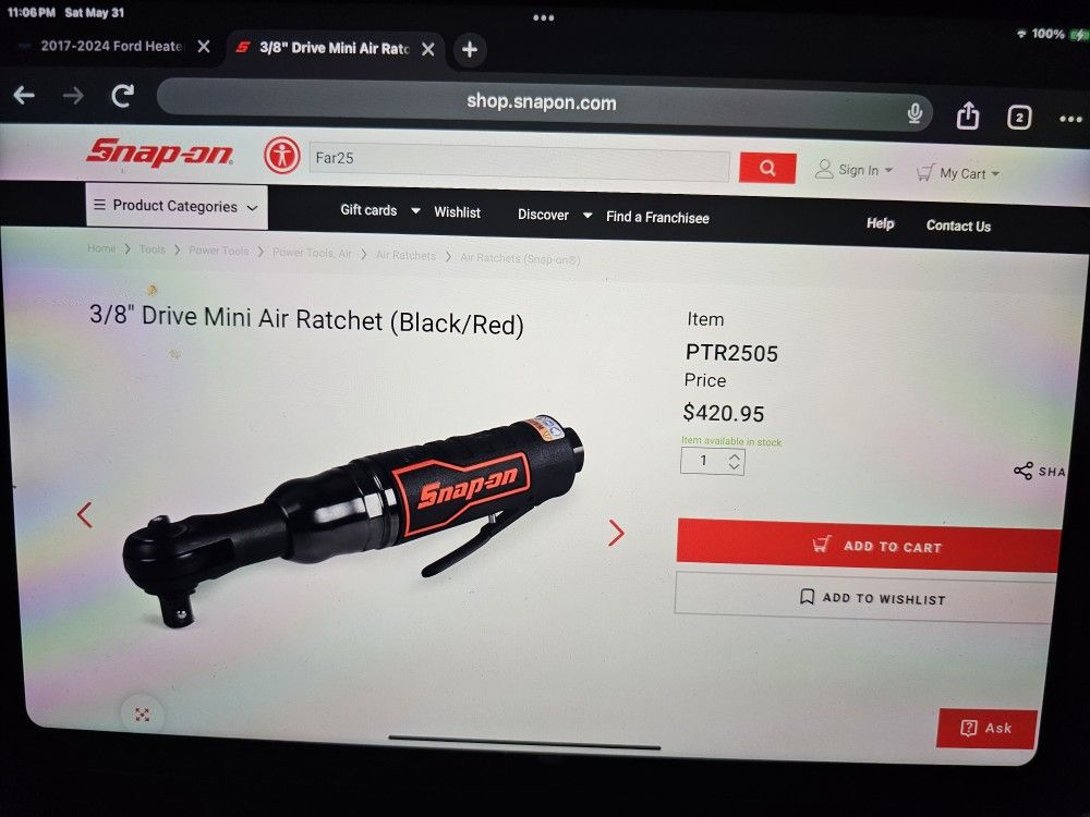 Snap On 3/8 Air Ratchet