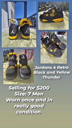 Jordan 4 Retro Black and Yellow Thunder