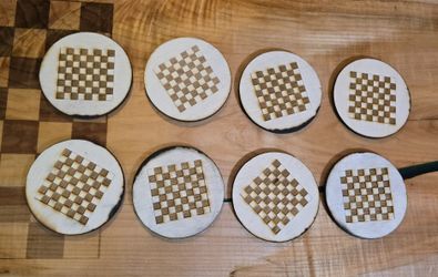 Checkers Chess 4" Wood Coasters