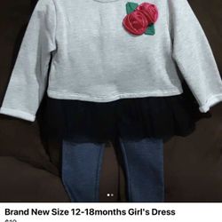 Brand New Size 12-18 Mos Girls Dress.