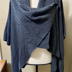 Simply Vera Wang Ribbed Cardigan Sweater Open Draped Charcoal Gray Womens S
