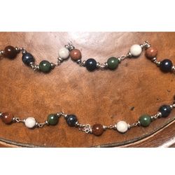 Beautiful Vintage Sterling Silver With Glass Beads 16” Necklace 