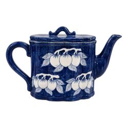 NY: Vintage Blue & White Ceramic Fruit Teapot