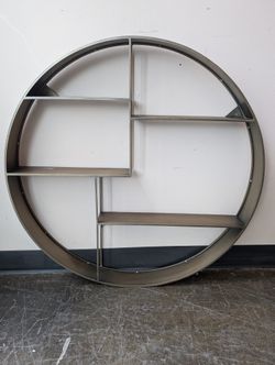 Industrial Round Metal Wall Shelf with Geometric Compartments