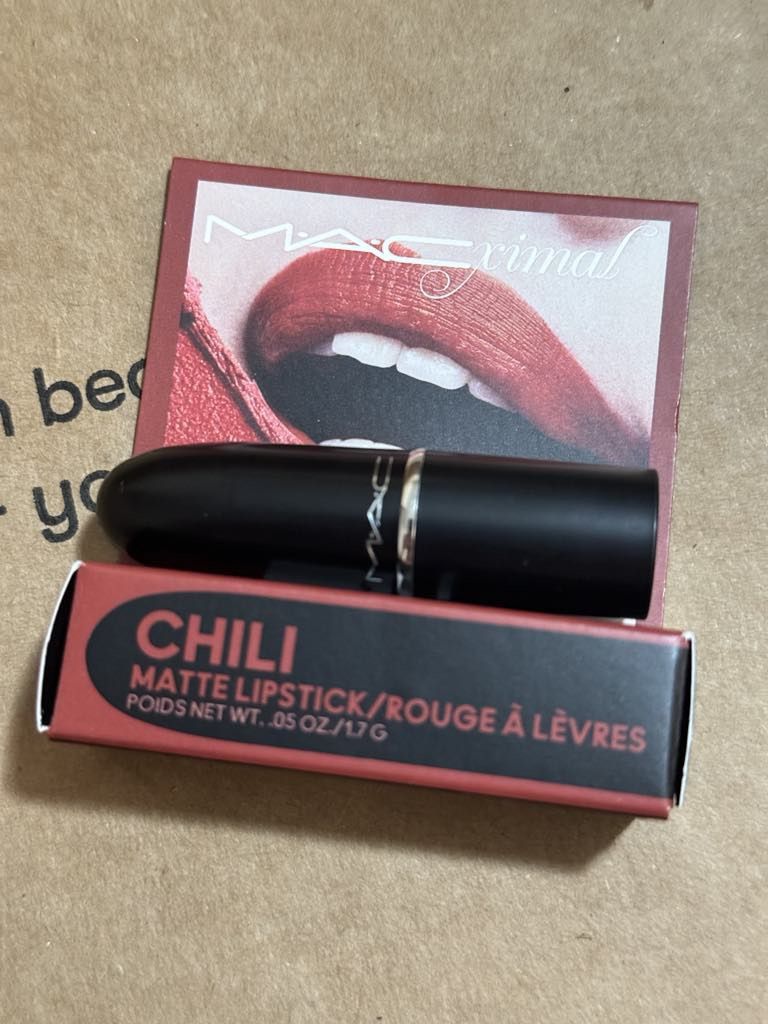 M·A·CXIMAL SILKY MATTE LIPSTICK / MINI M·A·C CHILI Warm Brick Red Brand New