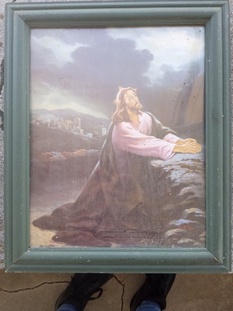 Jesus Praying Picture With Frame