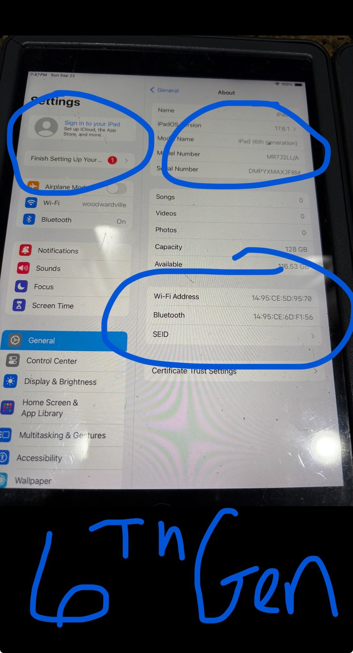 6th Gen 128gb iPad