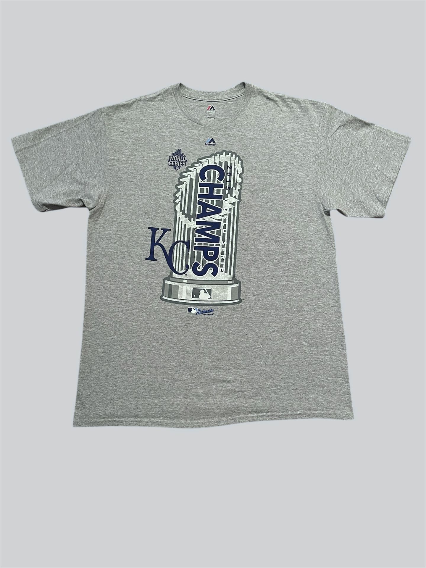Kansas City Royals 2015 World Series Champions grey majestic t shirt Size XL