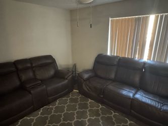 Brown Leather Recliner Couches - 5 seats - 2 couches
