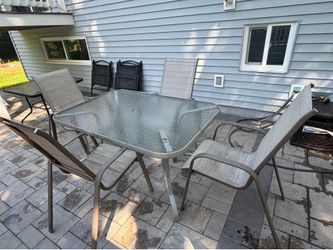 Outdoor dining table with chairs