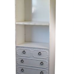 Vintage faux bamboo Drexel omega shelving unit three drawers shelf etagere Bookcase