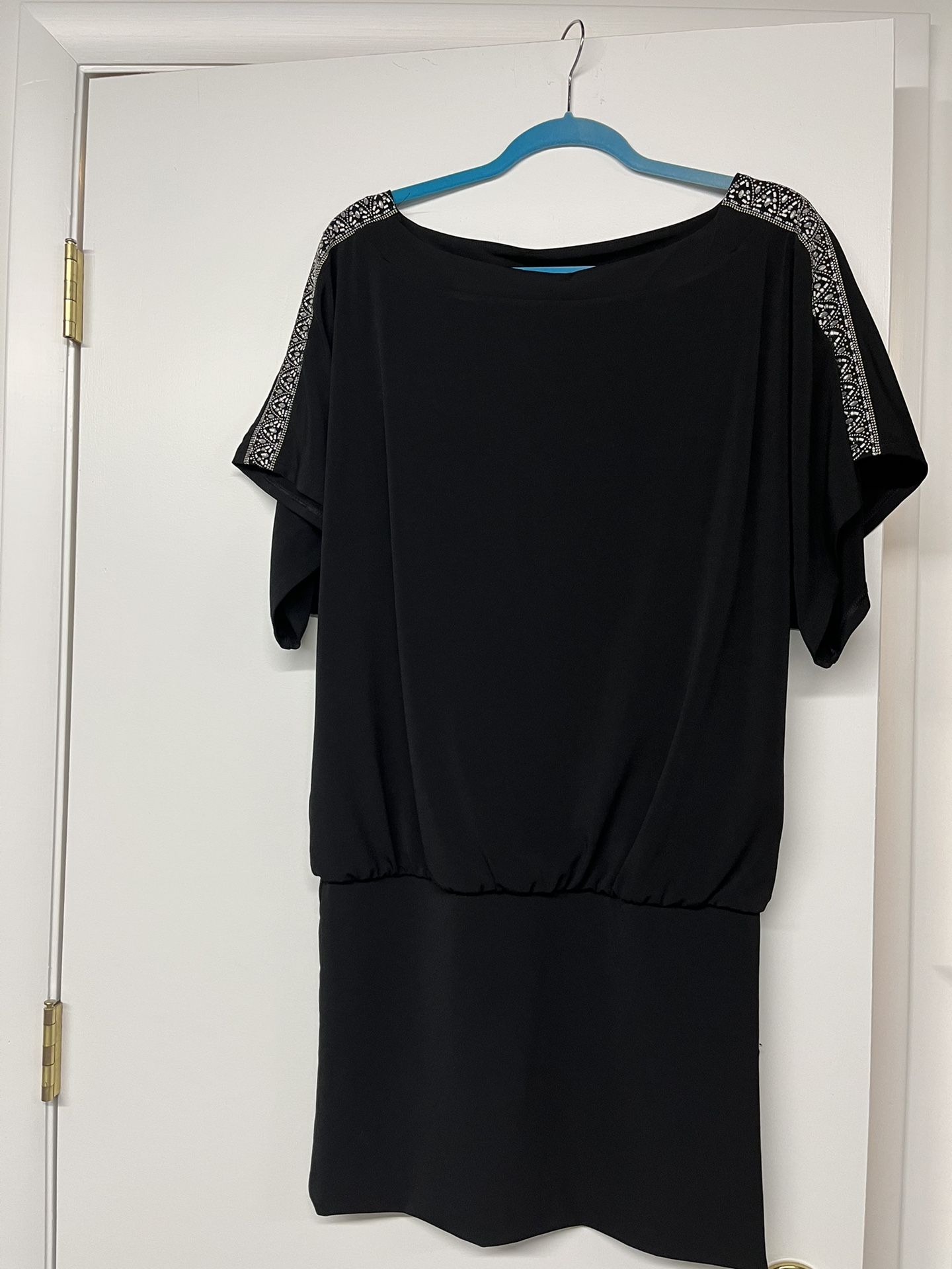 White House Black Market Jersey Knit Dress With Beaded Dolman Sleeve