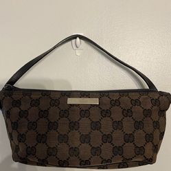 Authentic Gucci Brown Canvas Pochette Small Bag