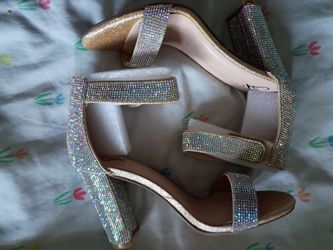 Rhinestone Block Heel Sandals