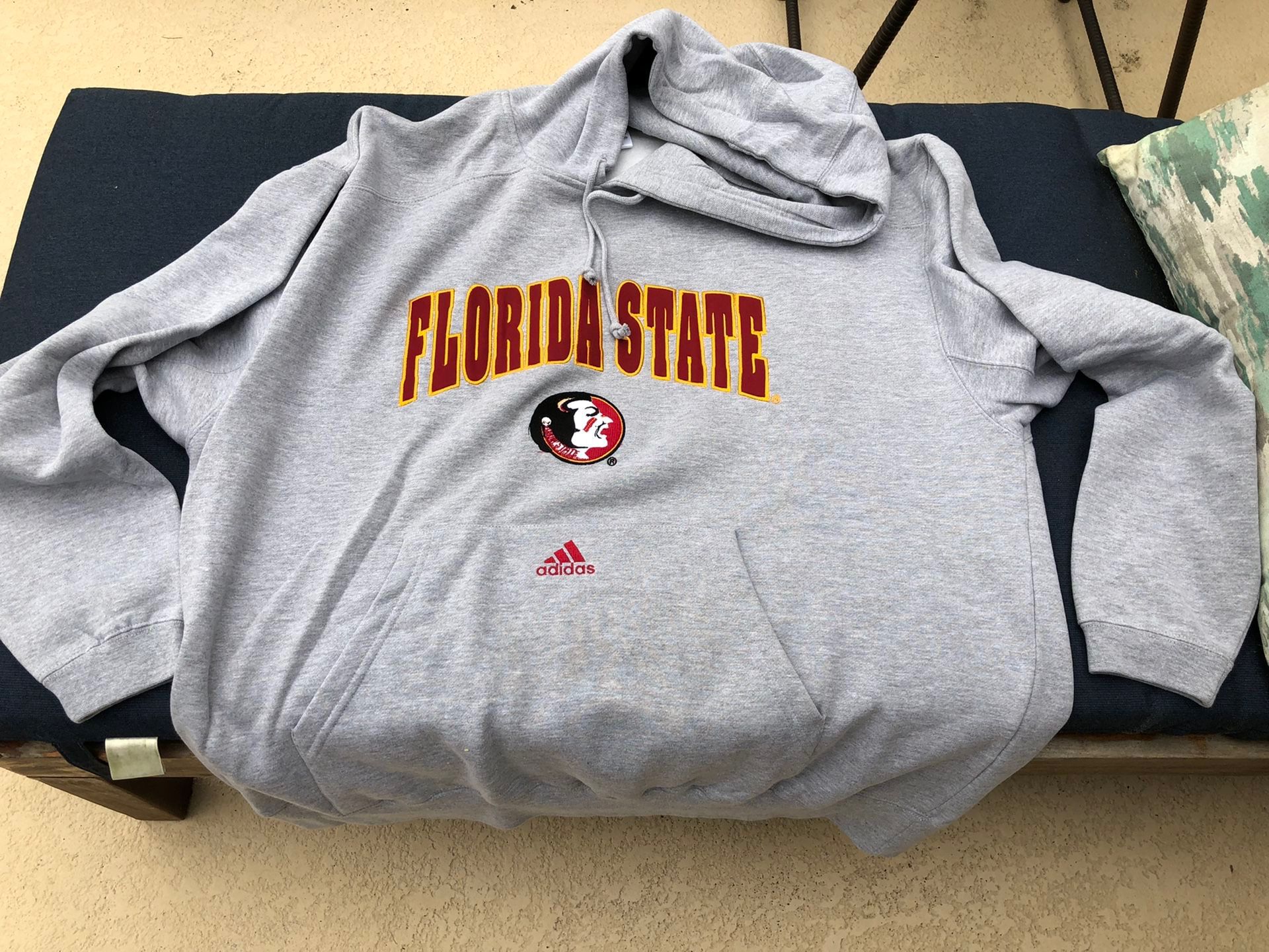 New 2xl Adidas Grey Florida State Seminoles Hoodie Sweatshirt