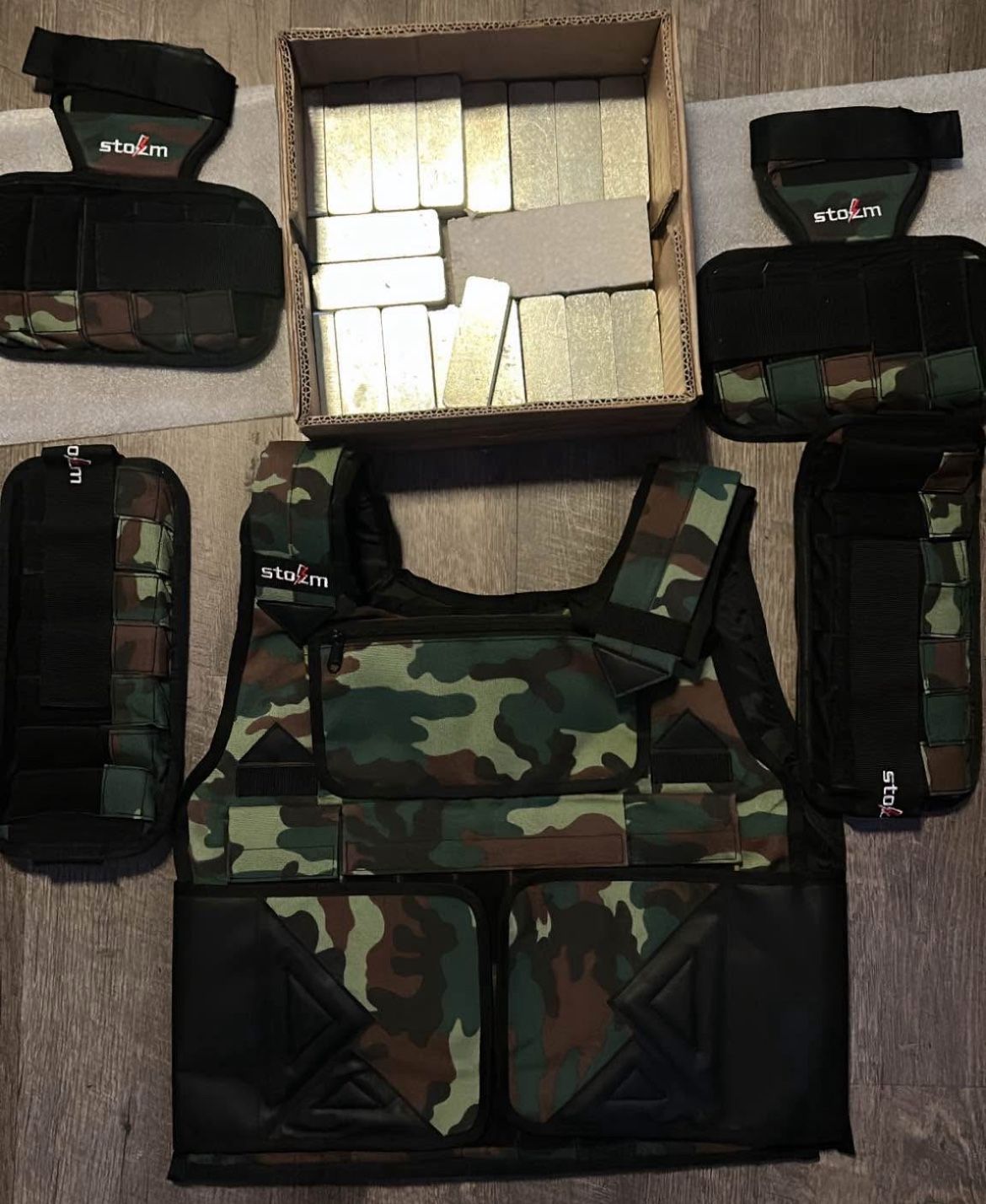 Adjustable weighted vest with ankle and wrist with 26 pounds of weights Storm Brand 