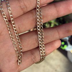 14K REAL gold curb link chain diamond cut