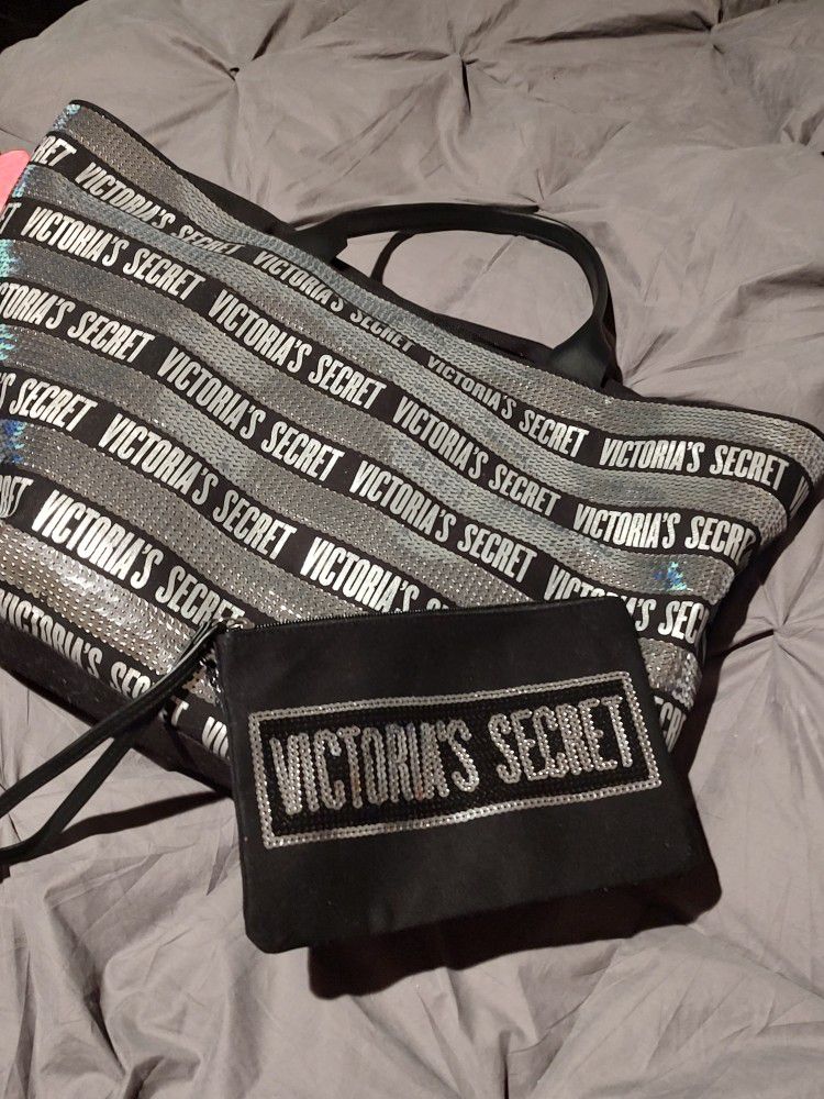 *Victoria Secret Bling Sequence Tote Bag+ Makeup* NWT for Sale