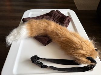 Fox Tail Costume Accessory with Belt Clip and size small pants.