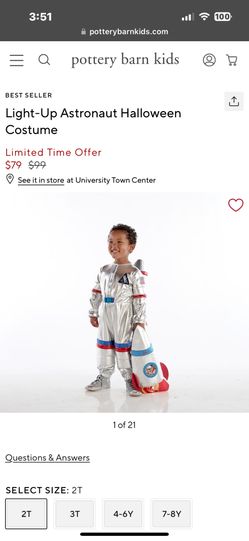 Pottery Barn Astronaut Costume 2T