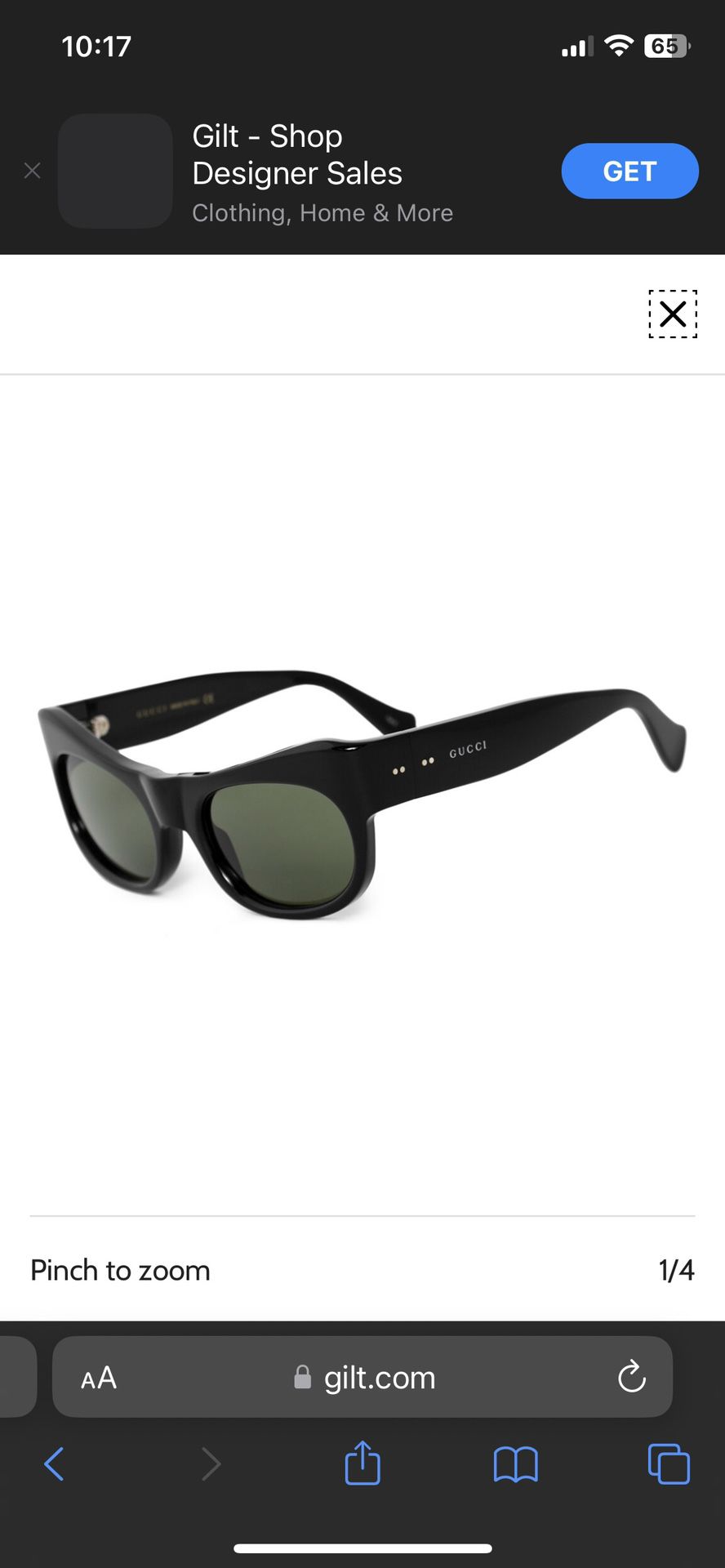 Gucci New Cat Eye Black Sunglasses GG0870S