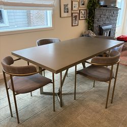 West Elm Concrete Dining Kitchen Table & Chairs