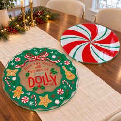 Christmas Glass Lazy Susan Set – 2 Pieces