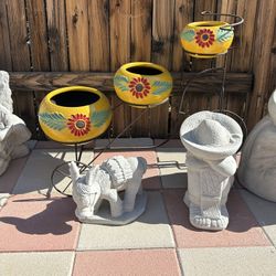 New Bike With Flower Pots Made Out Of Clay And Iron 