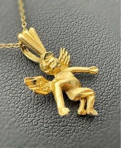 Jewelry 14k solid yellow gold religious mystic angel Pendant charm