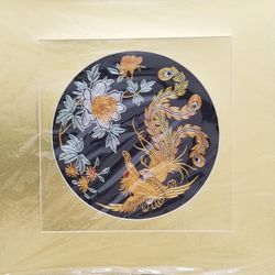 Chinese Hand Embroidered Phoenix with Flower Artwork