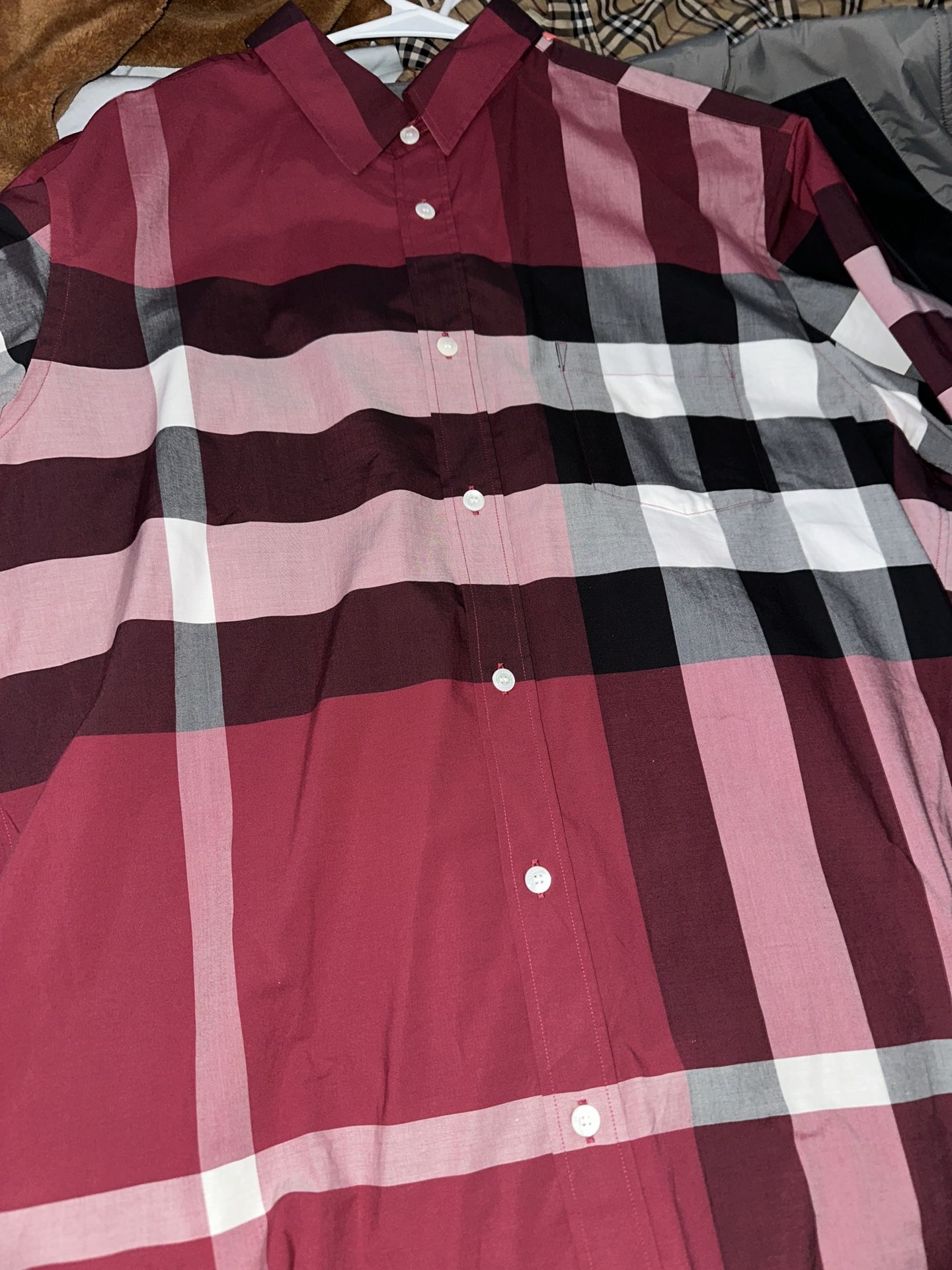 Burberry Check Stretch Cotton Poplin Shirt-Parade Red